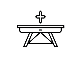 Vector art of stylized line art icon of a sheep standing in grass with a cloud above