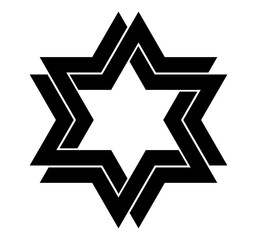 Fototapeta premium Star of David Geometric Hexagram Design for tattoo symbol religion icon logo. vector illustration 