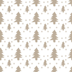Seamless New Year and Christmas print pattern wallpaper background with decorative fir trees vector illustration winter minimalism picture	