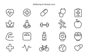 Wellbeing and Lifestyle Icon Set