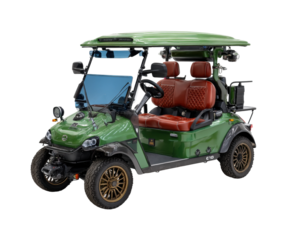 Off-road adventure vehicle location electric golf cart green terrain isolated on transparent background, png