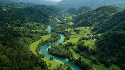 River winding through green valleys in Slovenia