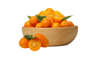 Fresh Kumquat Fruit in Bowl on Transparent Background Illustration Vector. Organic Exotic Fruit Isolated