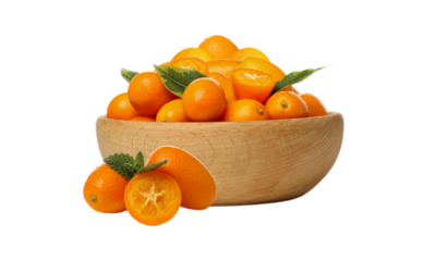 Fresh Kumquat Fruit in Bowl on Transparent Background Illustration Vector. Organic Exotic Fruit Isolated