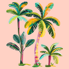 Hand drawn flat design shrug illustration of palm tree