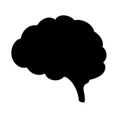 Simple black silhouette of a human brain on a white background