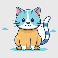 a stylized cat with blue fur on its head and tail and an orange lower body.