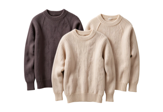 Gray wool sweater, a versatile winter apparel, is elegantly isolated on a clean white background - Powered by Adobe