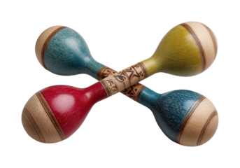Colorful maracas playing in a cultural festival vibrant environment isolated on transparent background, png