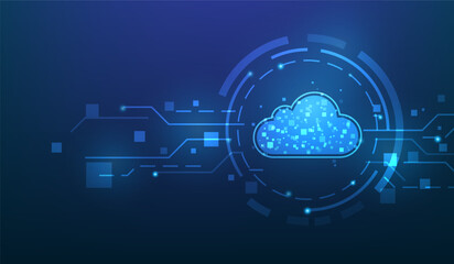 cloud data center storage digital technology on blue background