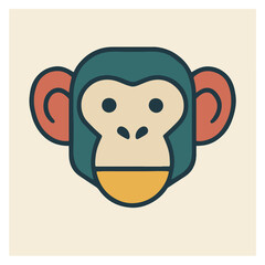 Geometric Monkey Head Vector – Minimal Polygon Primate Logo