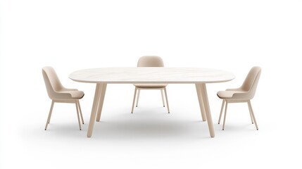 Modern Oval Dining Table and Elegant Chairs in Minimalist Style