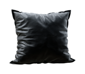 Stylish black pillow on home furniture minimalism isolated on transparent background, png