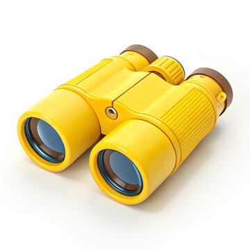 Yellow binoculars optical device illustration with blue lenses

