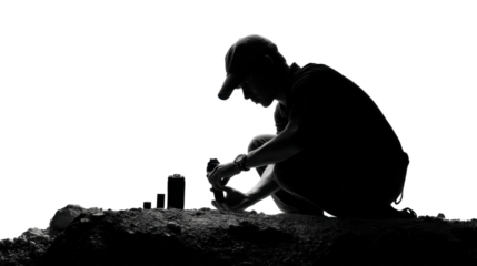 Exploring innovative hobbies silhouette view creativity isolated on transparent background, png