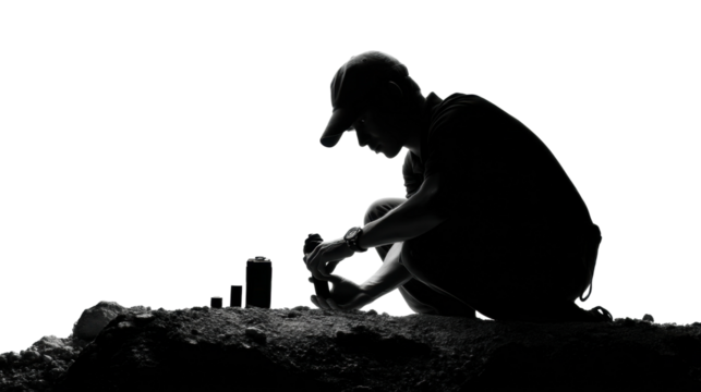 Exploring innovative hobbies silhouette view creativity isolated on transparent background, png