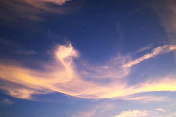 ユニークな形の夕焼け雲