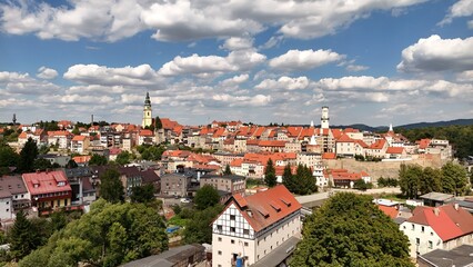 Fototapeta premium Bystrzyca Kłodzka, widok z powietrza, Dolny Śląsk, Polska, Europa