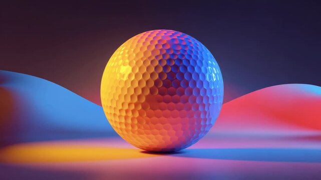 Artistic and colorful golf ball presentation, great for sport and entertainment videos