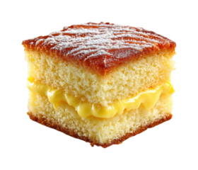 Baking delicious vanilla cake slice kitchen food bright isolated on transparent background, png
