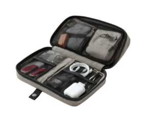Travel organizer case for gadgets home office product showcase neutral isolated on transparent background, png