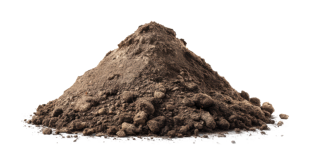 Excavation process of soil pile construction site isolated on transparent background, png