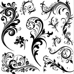 "Elegant Floral Swirl Design Set"