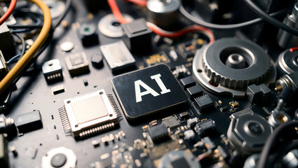 Fototapeta premium Electronic circuit board technology background digital chip microprocessor system hardware engineering motherboard design data connection and computer component concept