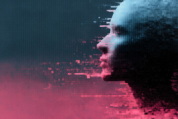 man with binary code