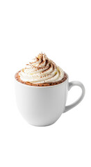 Ein Becher hei&szlig;er Kakao mit Sahnehaube, transparenter Hintergrund, PNG