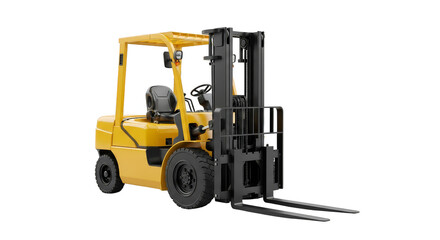 Bold forklift machinery amidst pixelated chaos