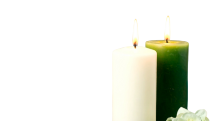 white and green Candles: Romantic Lighting, Relaxation, and Home Decor isolated on transparent background