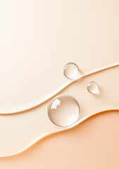 A smooth, peach-toned surface with glistening water droplets, creating a calming and minimalistic aesthetic.