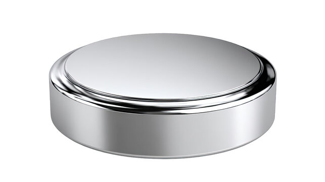 Shiny Silver Button Battery with Reflective Surface.