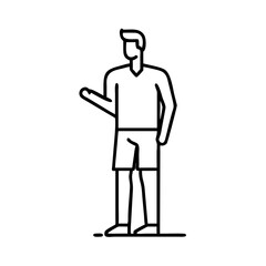 Minimalist line art of standing male figure – stock vector icon in line style