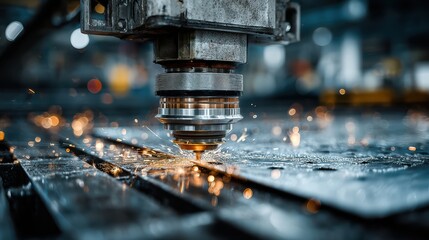 Laser Cutter Sparks in Action at Industrial Manufacturing Facility