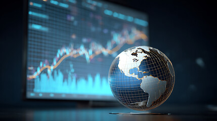 Global Market Trends: Earth Globe and Stock Market Data Visualization