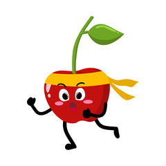 Cute Hand Drawn Cherry Running Jogging