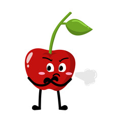 Cute Hand Drawn Annoyed Grumpy Cherry