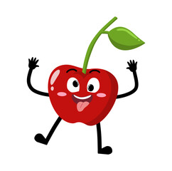 Cute Hand Drawn Silly Cherry Teasing