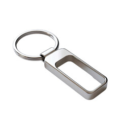 Sleek Silver Metal Rectangular Keychain with Split Ring.