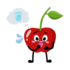  Cute Hand Drawn Thirsty Cherry Thinking about water