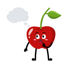 Cute Hand Drawn Cherry Daydreaming Imagining