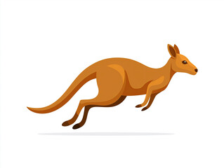 Vibrant illustration of a kangaroo in mid-leap, showcasing its powerful legs and dynamic posture, set against a clean white background, representing agility and wildlife