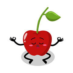 Cute Hand Drawn Relaxed Yoga Cherry