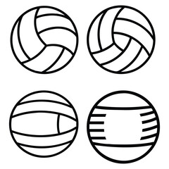 A set of vector icons featuring glossy spheres of various sports balls like football, basketball, and tennis for game and competition design