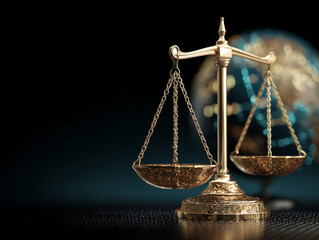 Human Rights Day – scales of justice with globe background