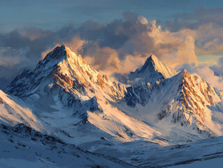 International Mountain Day – snow-capped mountains in golden light