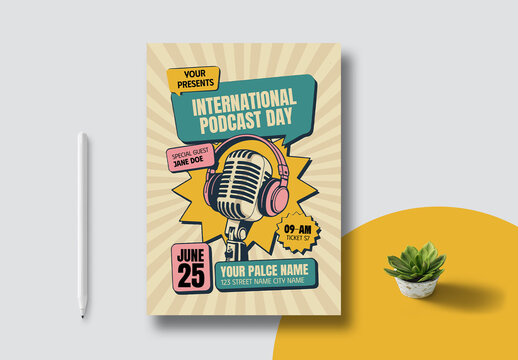 Podcast Flyer Template Layout