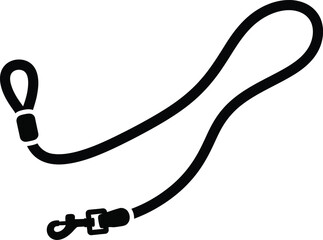 Simple black dog leash with metal clasp vector icon illustration vector